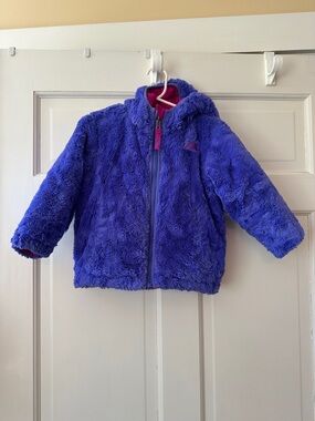Reversible north face Girls' Plush Zip-Front Jacket in Royal Purple 3T